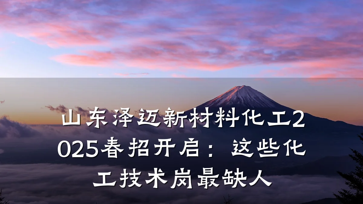 山东泽迈新材料化工2025春招开启:这些化工技术岗最缺人